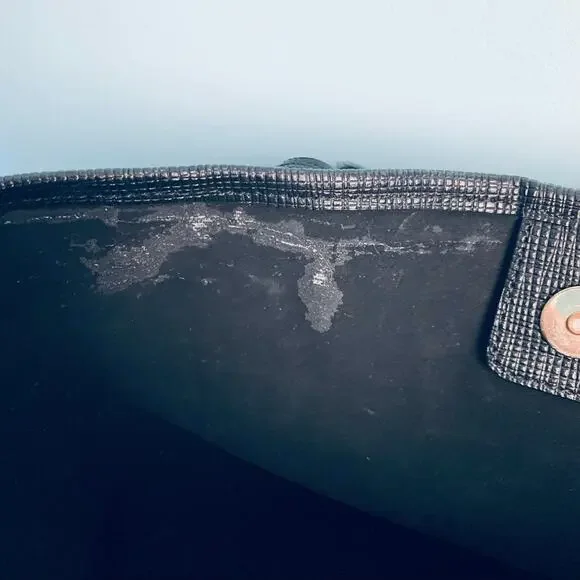 Cole Haan Black Cross Grain Leather Tote Purse - Picture 5 of 9